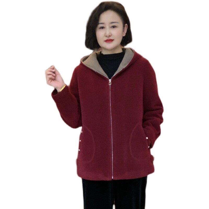 推荐中老年女装妈妈外套加绒加厚秋冬季2026新款时尚洋气休闲连帽