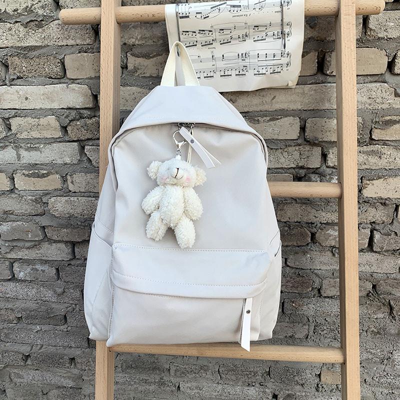 新品简约纯色双肩包大容量背包高中生初中生日系韩版森系轻便旅行