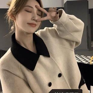 秋冬羊绒呢孑假领子配大衣外套甜美百搭娃娃领呢领子衣服配饰领