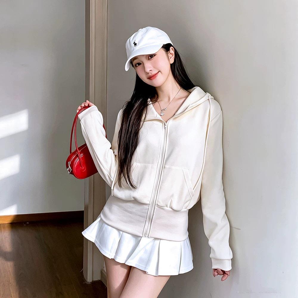 推荐加绒正肩连帽卫衣女秋冬季韩版休闲显瘦百搭帽衫chic外套上衣