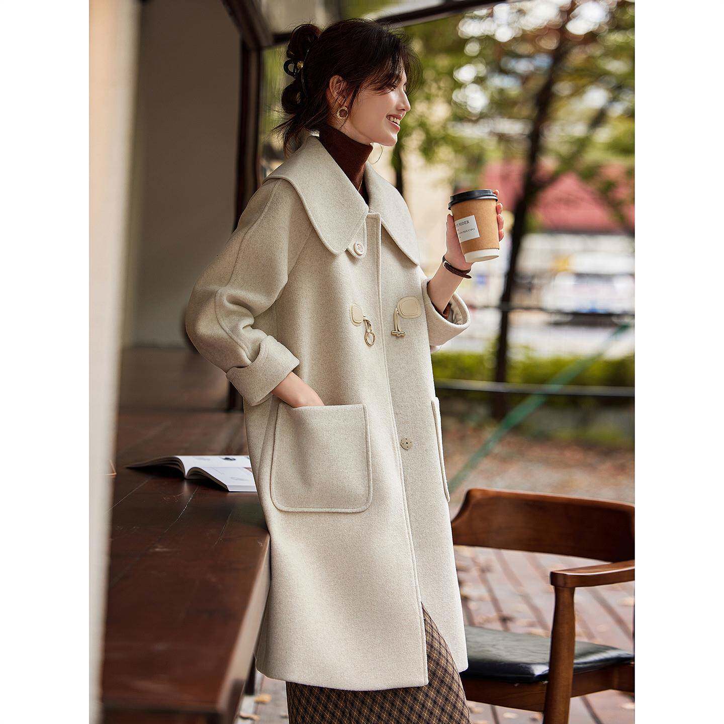 推荐羽绒服女2026冬季新减龄纯色宽松加厚中长款呢子羽绒