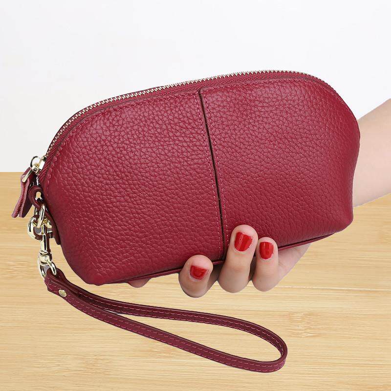 新品真皮手拿包女士新款手机包零钱包长款妈妈休闲晚宴会手包牛皮