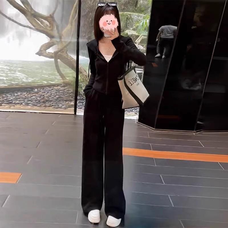新品大码胖mm2-300斤韩系氛围感穿搭一整套卫衣运动套装高级感女