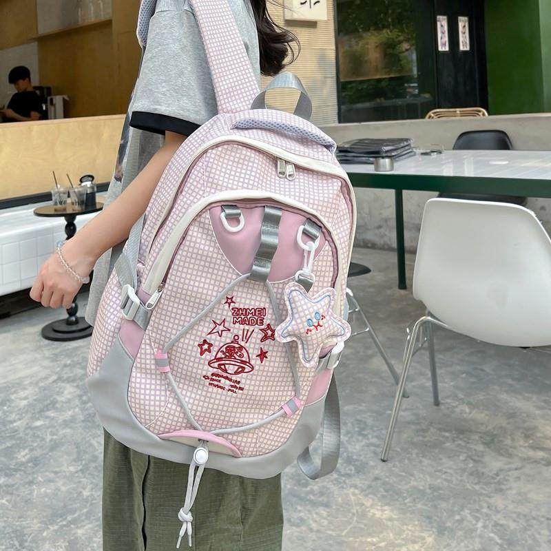 新品新款书包女款ins可爱学院风高中大学生双肩包初中小清新撞色