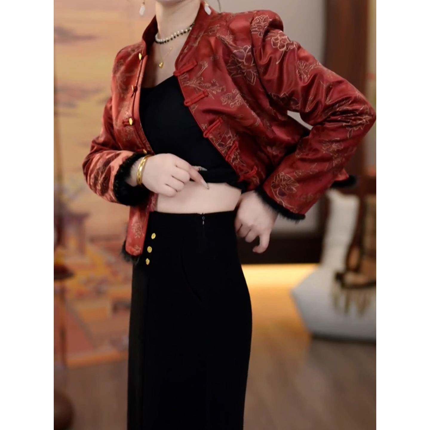 推荐新中式红色时尚套装女2026年秋季新款妈妈轻奢高级感半身裙两