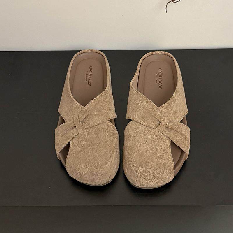 新品内增高厚底包头半拖鞋女外穿2026春季新款镂空复古配裙子勃肯