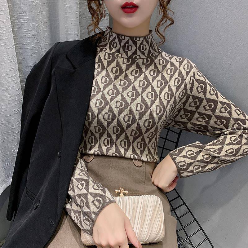 推荐半高领针织衫女秋冬深圳欧货小衫西装内搭打底衫修身套头保暖