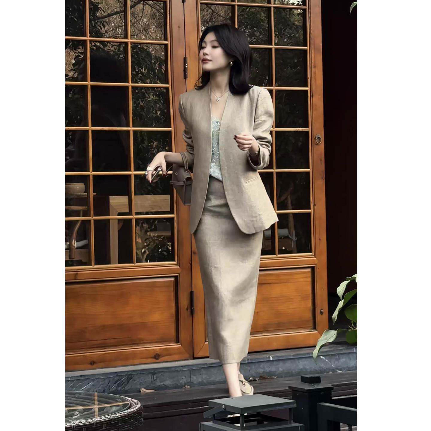 推荐高级感通勤风西服套装女2026春季新款气质显瘦外套+半身裙两