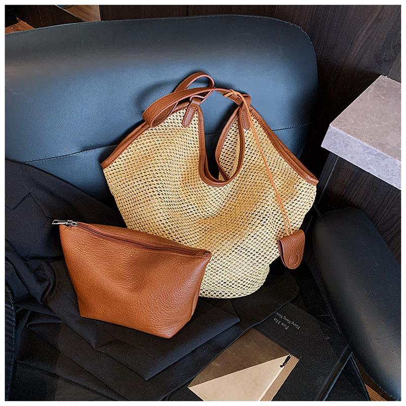 推荐大容量草编包包夏季海