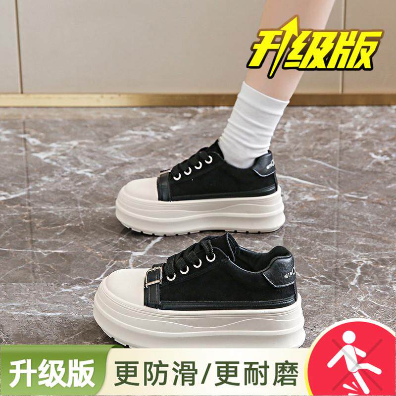 新品配阔腿裤松糕厚底大头板鞋女款2026春季新款34码小个子增高面