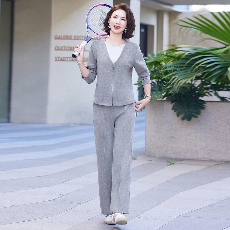 推荐中年妈妈秋装运动套装2025新款休闲上衣中老年女装洋气春秋运