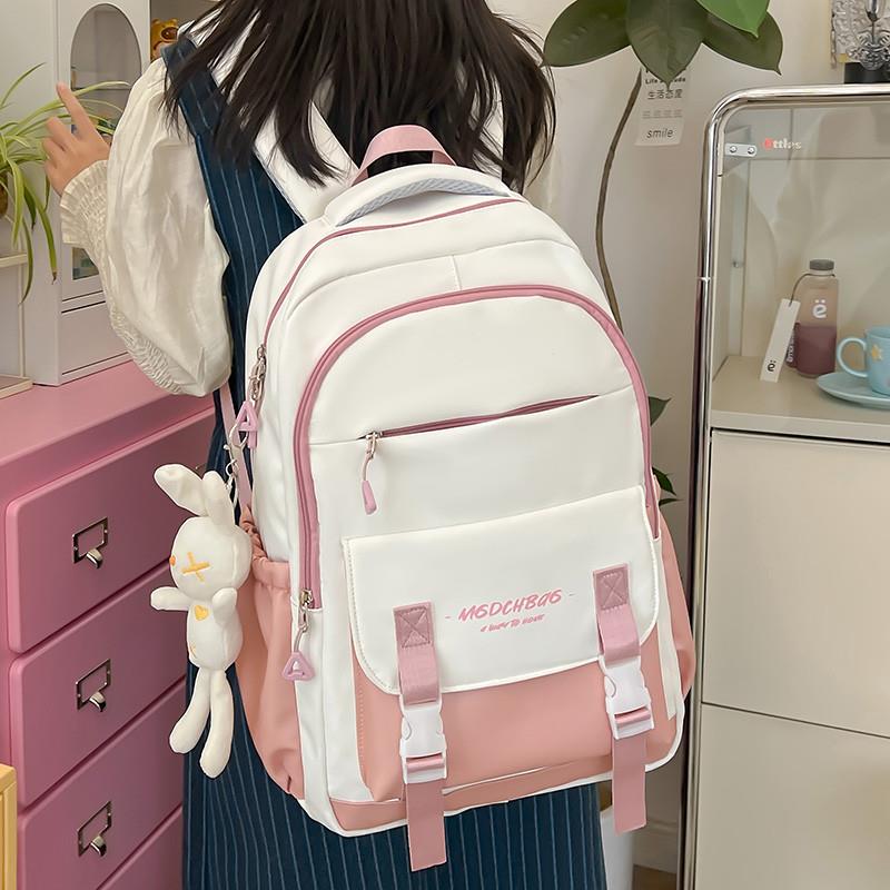 新品高颜值撞色书包初中女
