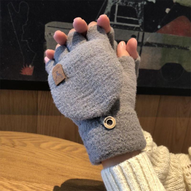 手套男秋冬季针织骑行翻盖