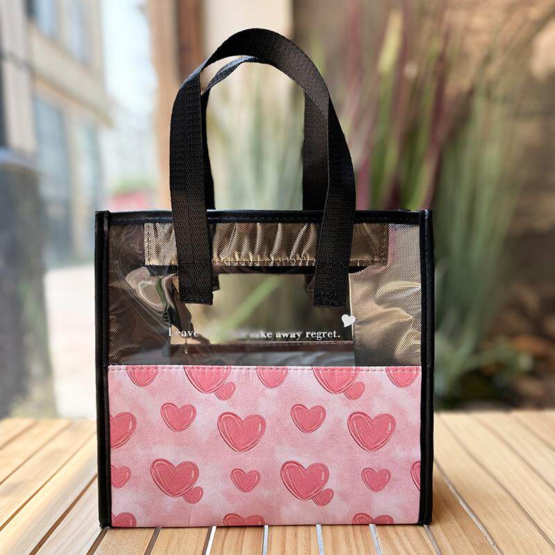新品果冻包洗漱包女包透明手提袋夏季通勤包大容量饭盒袋便当包化