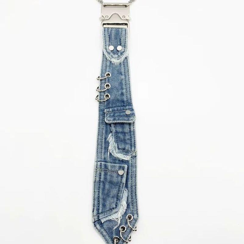 牛仔领带女设计感衬衫辣妹