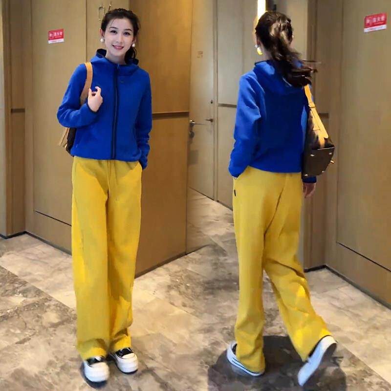 推荐时尚加绒休闲套装女2026秋冬新款洋气双面绒连帽卫衣运动裤两