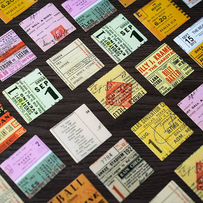 意鸟 时间界限盒装贴纸复古文字英文手帐素材装饰贴画46枚入