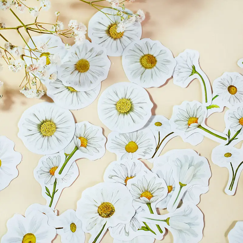 意鸟 风花传信盒装贴纸小清新花卉手帐日记装饰封口贴画46枚入