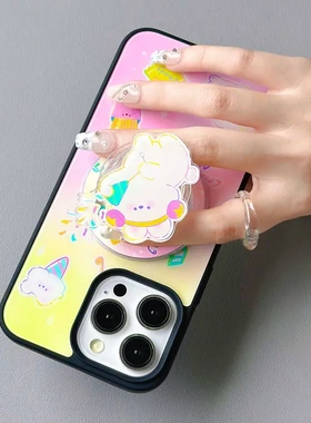 知泰磁吸磨砂黑框壳适用121614promax磁吸支架iphone15