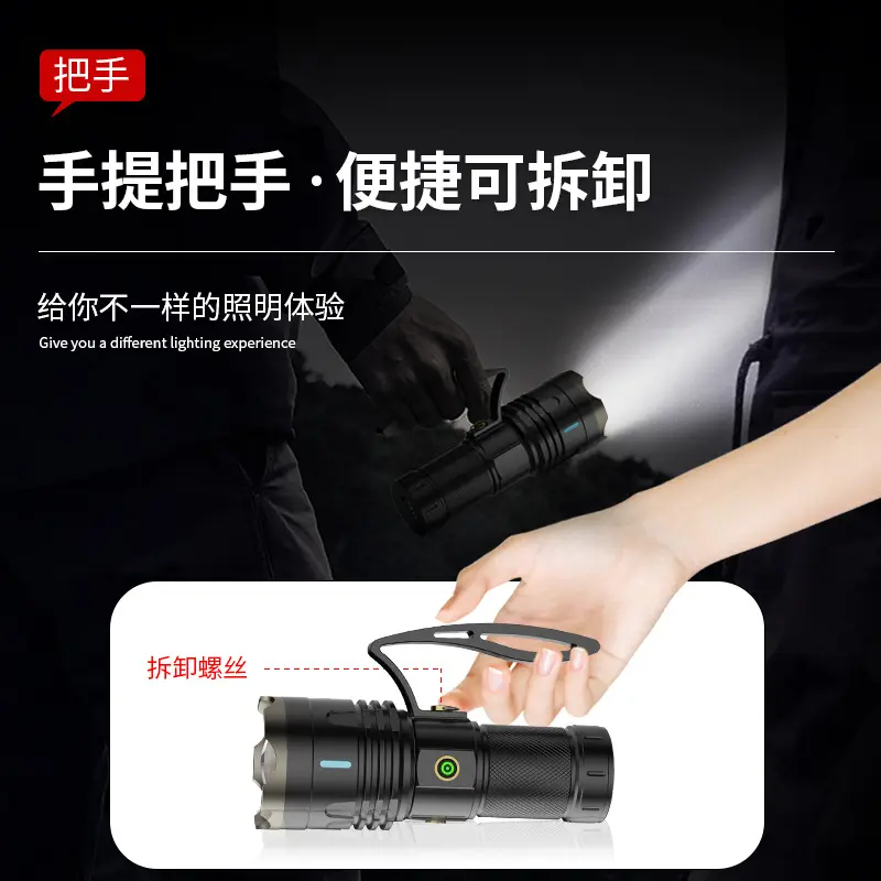 新款大功率led白激光手电户外usb充电超续航调焦远射手带电显