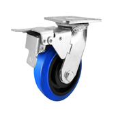 重型塑芯蓝色橡胶脚轮4568寸加厚支架耐磨耐N用承重抗压万向推车