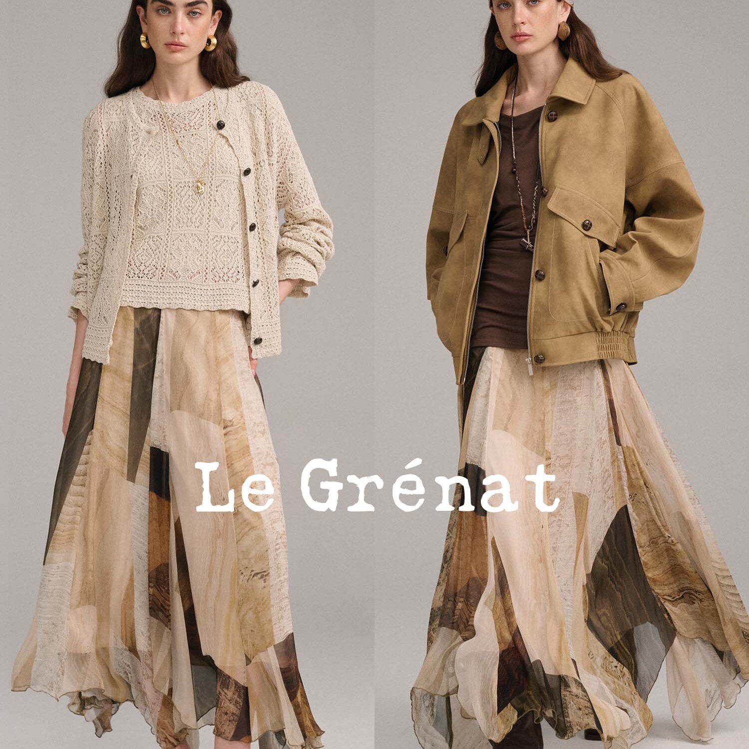 Le Grenat秋季女设计感老钱风拼接大裙摆半身裙