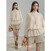 针织衫 镂空钩花立领收腰流苏调节宽松长袖 Grenat春夏女设计感