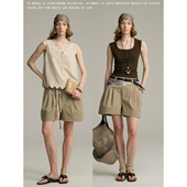 LeGrenat夏季 女设计感棉锦混纺百搭中低腰立体花苞短裤