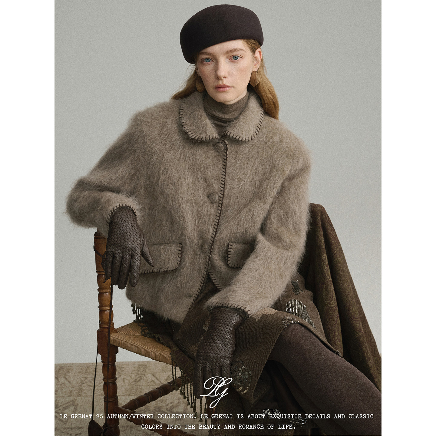 Le Grenat冬季女老钱风羊绒羊毛混纺毛呢拉毛短款翻领贝壳绣外套,女装/女士精品,毛呢外套,淘宝优惠券,粉丝福利购,淘宝优惠卷