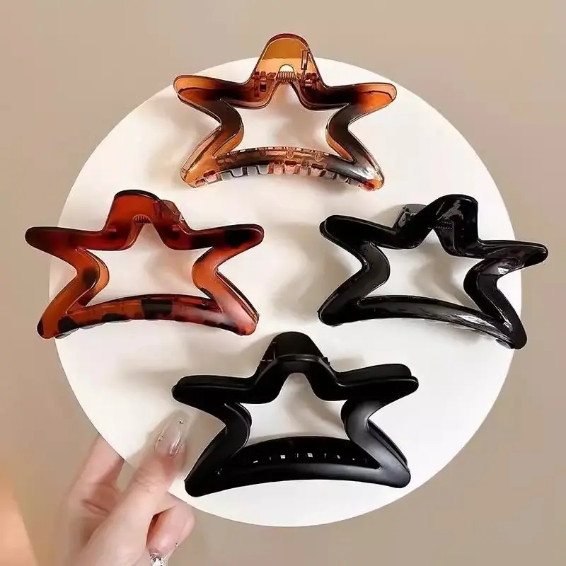 高级感磨砂五角星星抓夹女2024新款秋冬后脑勺夹发夹气质头饰