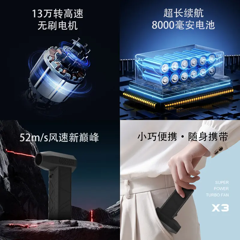 风扇高速增压飓风吸尘吹尘器手持线式风扇