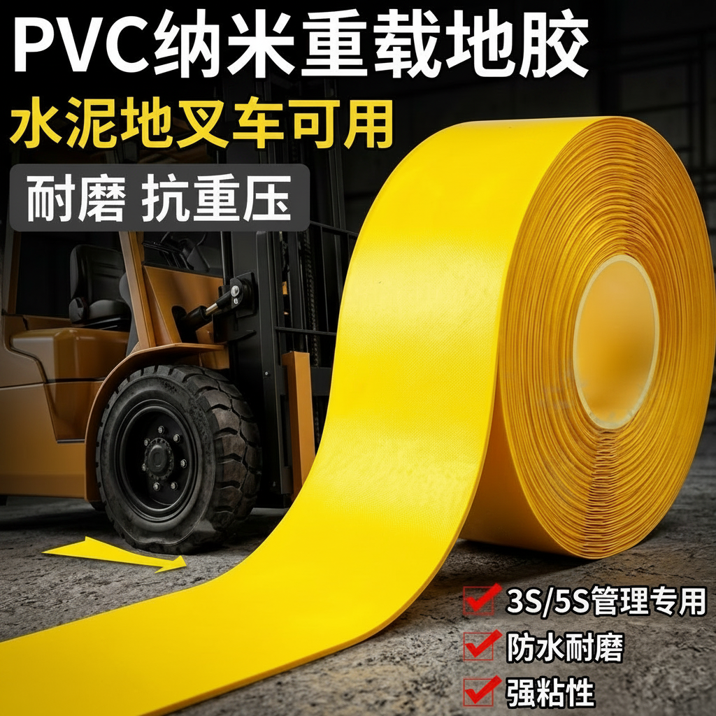PVC重载地胶带纳米地胶带工业耐磨防水抗重压5S6S管理专用地标线