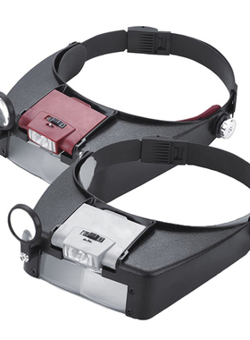 xinxiang自动升压装置头盔式头戴式带2个LED灯照明维修阅读放大镜