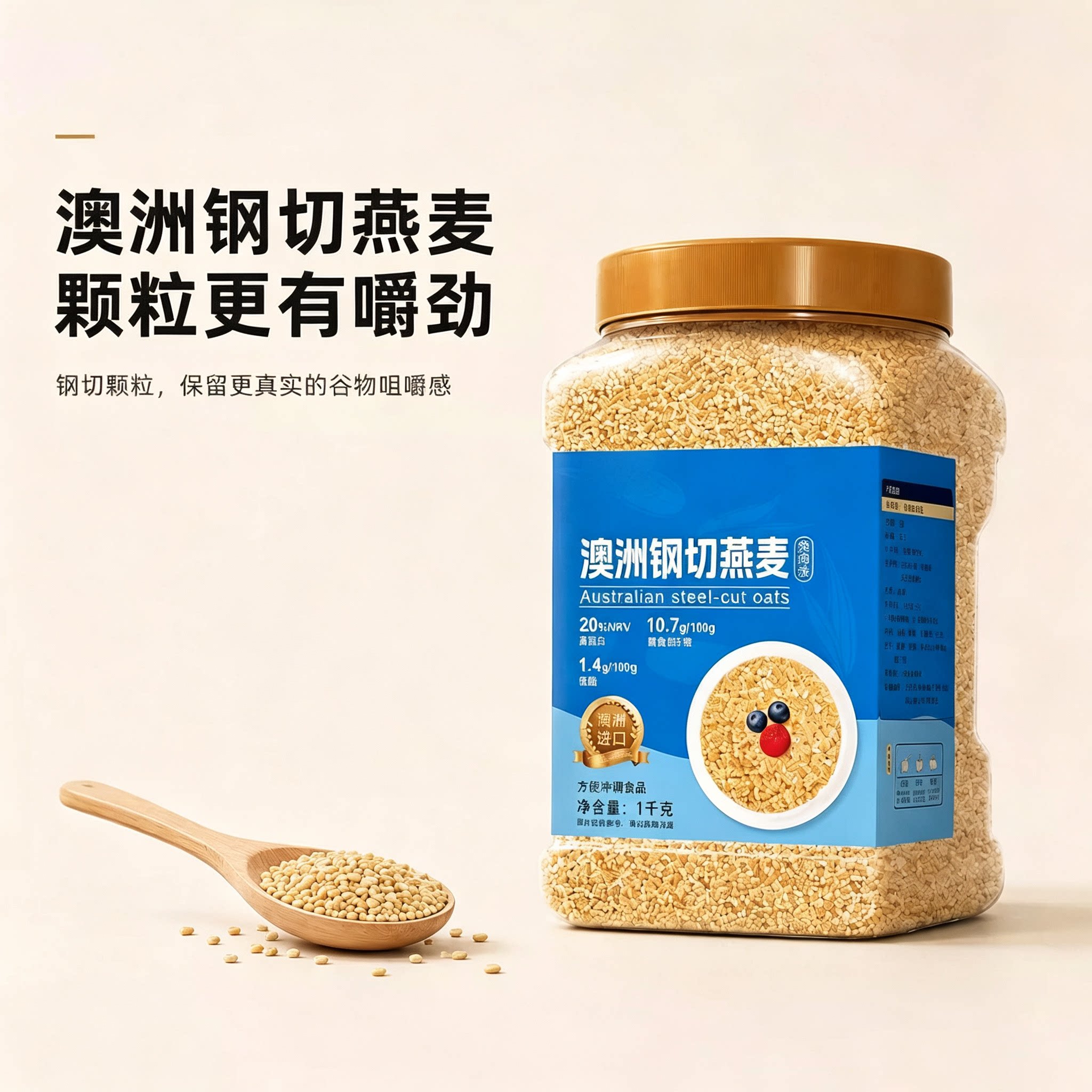 钢切燕麦官方旗舰店澳洲原味燕麦粒纯燕麦片代餐营养早餐五谷杂粮