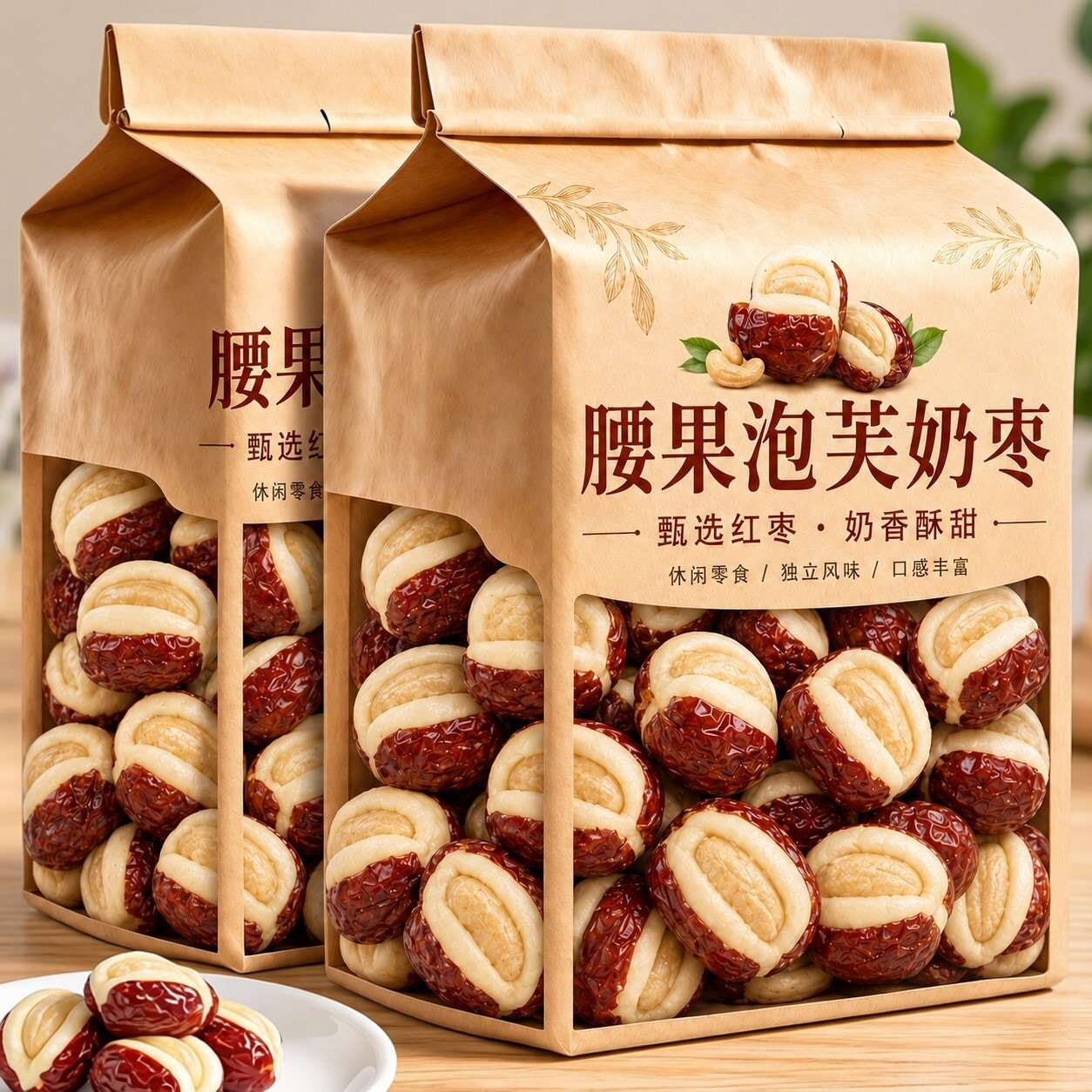 新疆和田腰果奶芙泡枣夹心即食图片