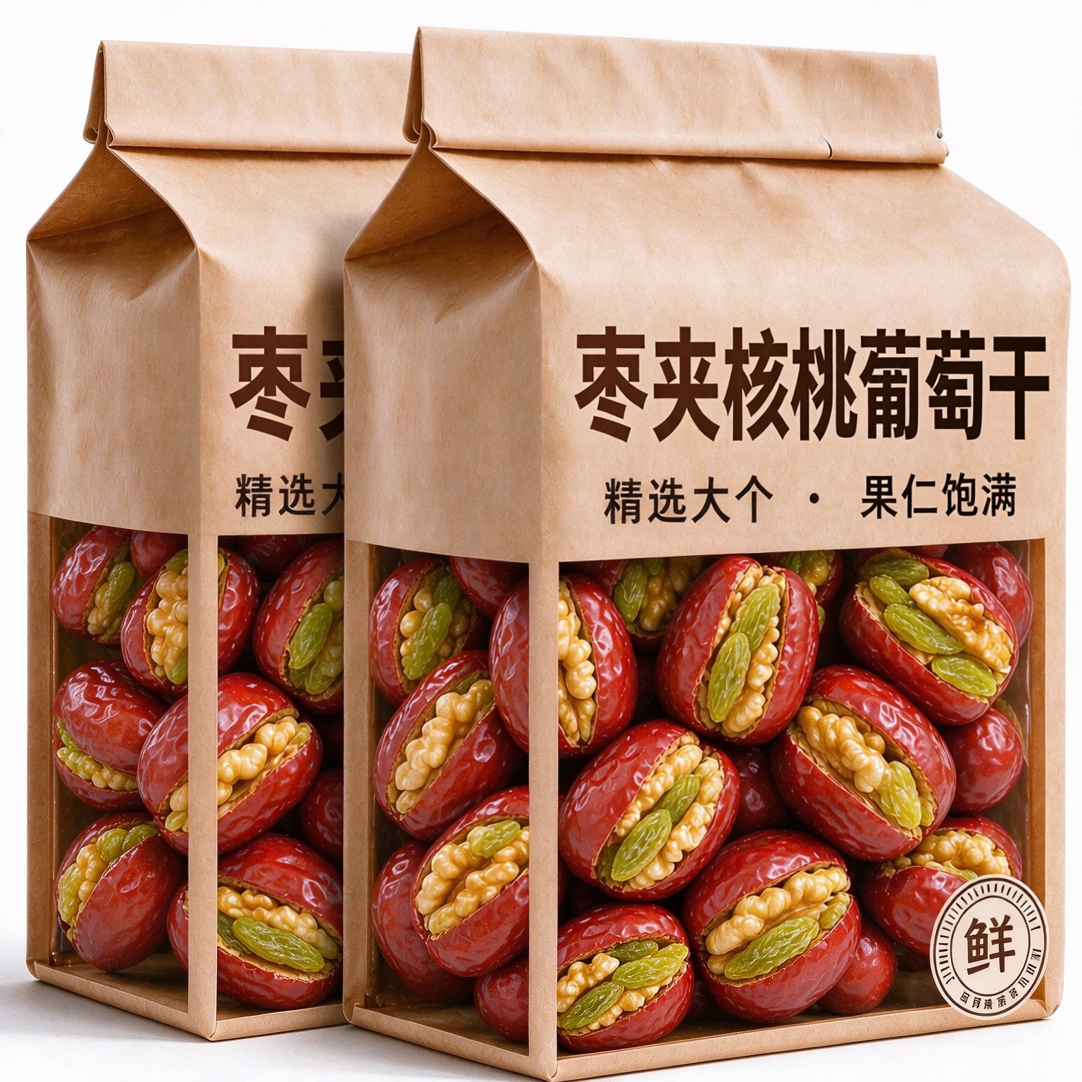 大红枣夹核桃仁葡萄干独立小包装官方正品旗舰店零食新疆特产年货