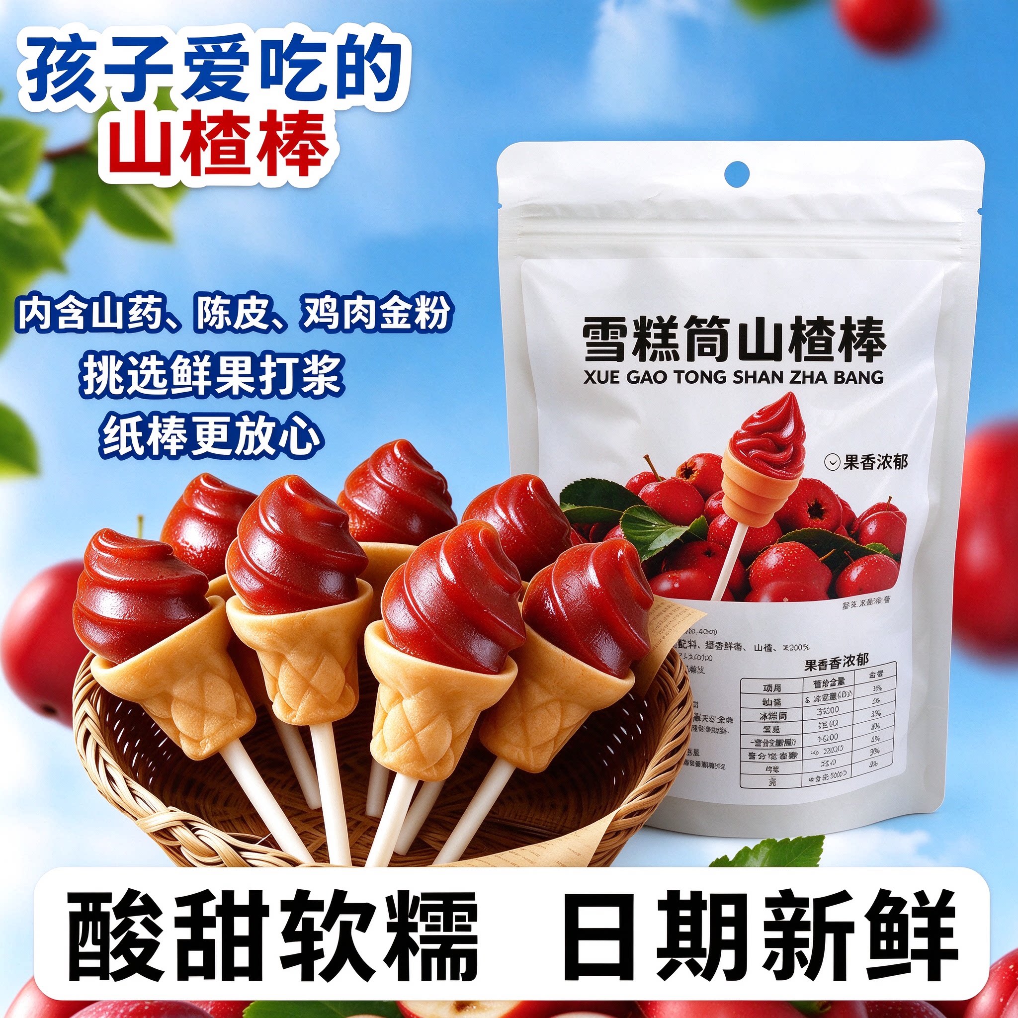 雪糕筒山楂棒官方正品旗舰店儿解馋童零食小吃独立包装山楂棒棒糖
