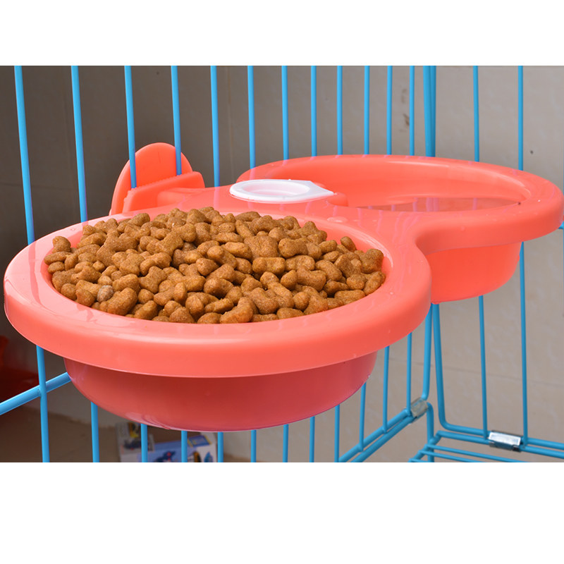 宠物悬挂式双碗挂笼子固定式狗碗猫碗狗食盆兔子用水碗猫食碗双碗