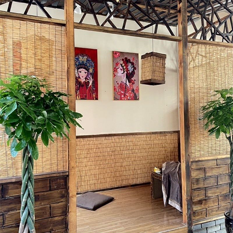 芦苇帘子草帘子复古墙面装饰吊顶隔断帘竹帘卷帘遮阳窗帘升降门帘