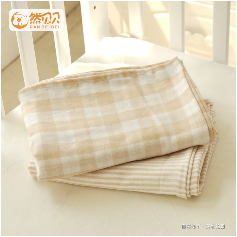 然贝贝A类彩棉纯棉双层纱布婴幼儿宝宝床单床品柔软儿童盖单被单