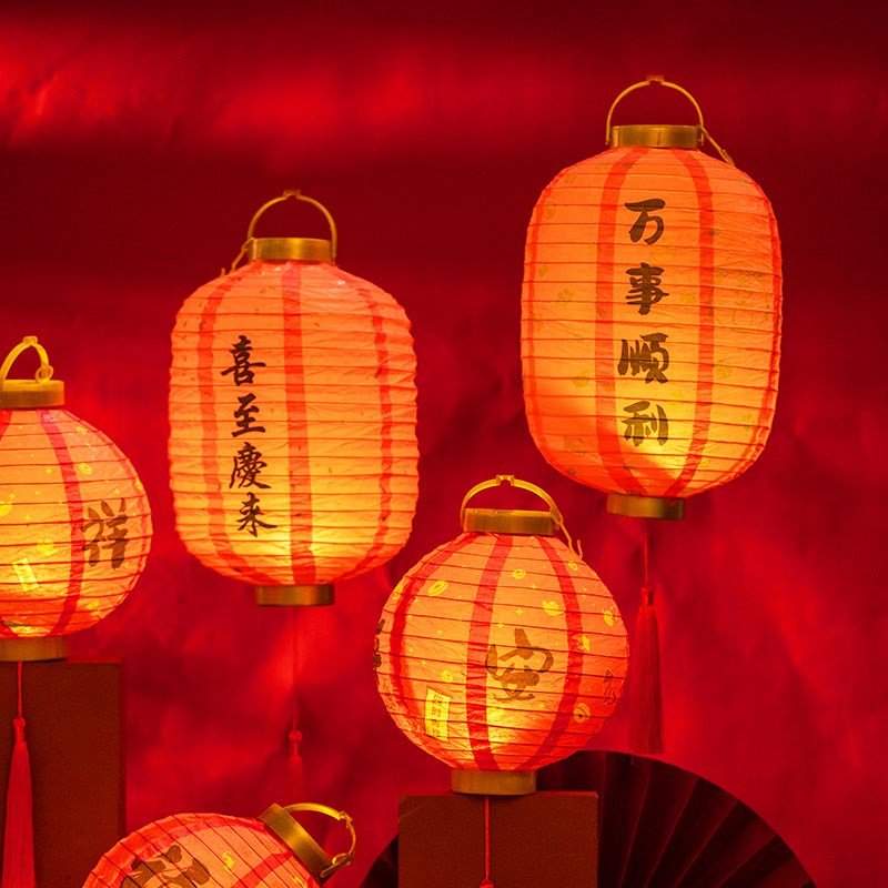 2024龙年新款手提小红灯笼灯谜中国风挂饰元宵节纸花灯宫灯装饰灯