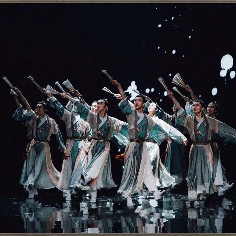 上春山舞蹈服儿童演出服纸扇书生群舞男女扇子汉服古典舞表演服装