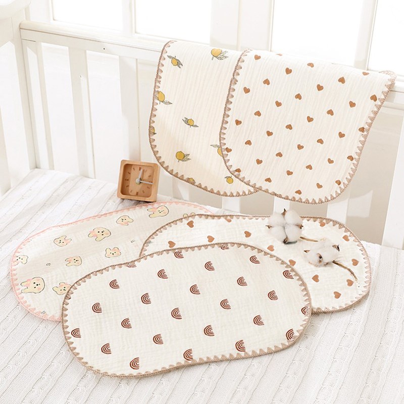 婴儿平枕纯棉纱布吸汗透气初生儿宝宝防吐奶枕垫枕巾新生儿云片枕