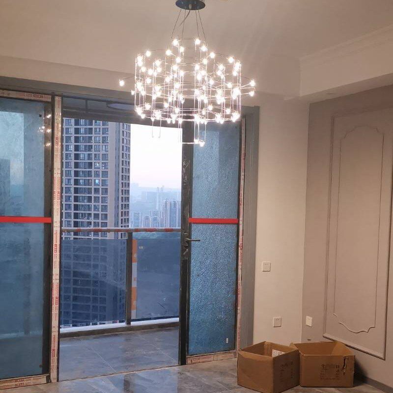 光立方满天星萤火虫客厅吊灯设计师样板房展厅不锈钢艺术异型灯具