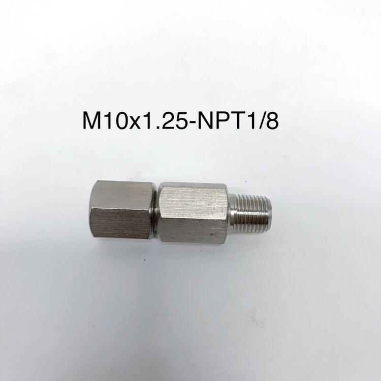 M10x1.25/NPT1/8 不锈钢内外丝组合接头 内牙M10x1.25 外牙NPT1/8