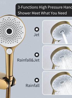 HIDE卫生间家用手持浴花洒套装拉丝金淋DMK方形E莲蓬头PABS厂家