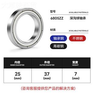 680*5ZZ摇头风扇沟轴承25*377精LBE密静球音深高速电机薄壁监控轴