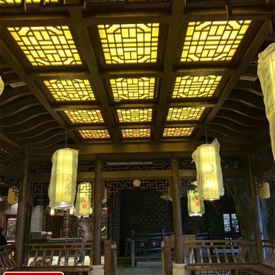 东阳木雕仿古门窗实木花格新中式移门K背景墙隔断玄关格栅拉门