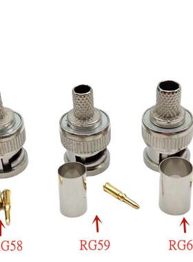 现货铜针BNC公h头Q9冷压BNC插头 接线头三件套 RG58头RG59头RG6U