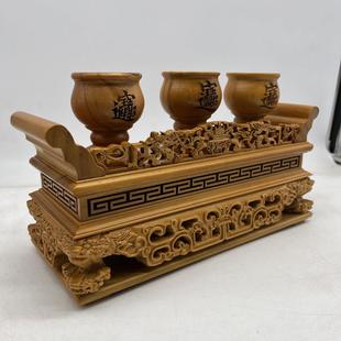 惠安手工木雕敬茶台 神明供桌原木色杯座 可订制明清风格摆件